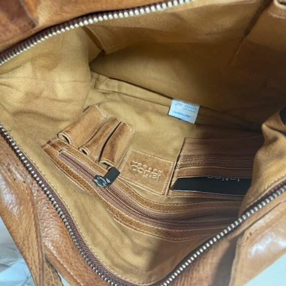 NEW Latico Leather Cognac Jagger Studded Crossbody Tote - Picture 6 of 10